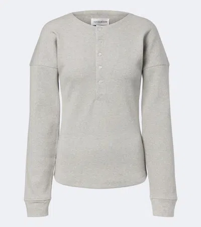 Victoria Beckham Hazel Ribbed-knit Cotton Top In Grey