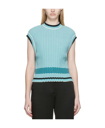 Victoria Beckham Herringbone Pattern Sweater In Blue