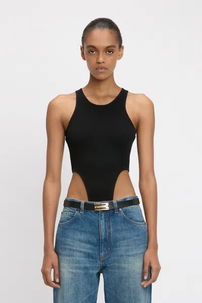 Victoria Beckham High Leg Bodysuit In Black