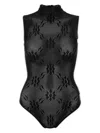 Victoria Beckham Lace Floral Sleeveless High Neck Top In Black