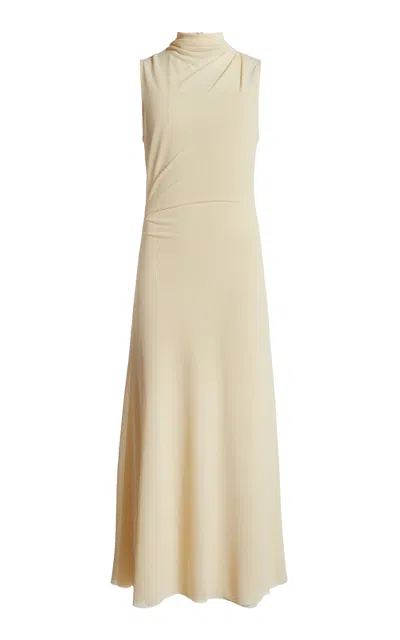 Victoria Beckham High Neck Midi Dress In Yellow
