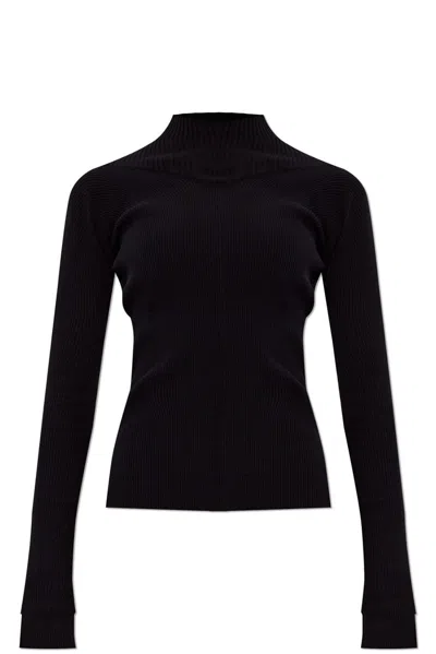 Victoria Beckham Ribbed Top In Black
