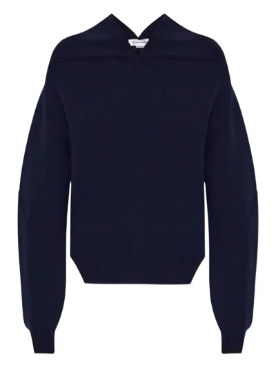 Victoria Beckham High-neck Split-hem Sweater In Blue