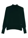 Victoria Beckham Ribbed Turtle-neck Wool Jumper With Long Sleeves In Green