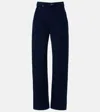 Victoria Beckham High-rise Cotton Corduroy Straight Pants In Blue