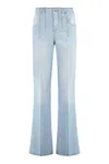 Victoria Beckham Alina Indigo Wash Camal Jean Pants In Blue