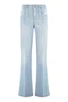 Victoria Beckham Alina Indigo Wash Camal Jean Pants In Blue