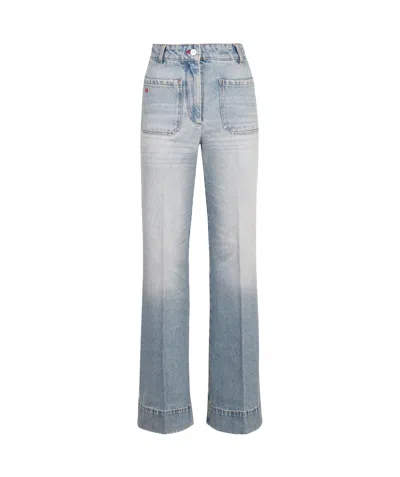 Victoria Beckham Alina Stretch High Rise Straight Leg Jeans In Medium Wash