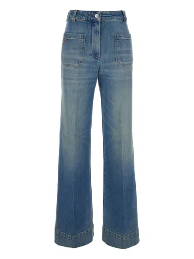 Victoria Beckham High-rise Flared Jeans With Five-pocket Design In Blue