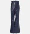 Victoria Beckham High-rise Flared-leg Leather Trousers In Blue