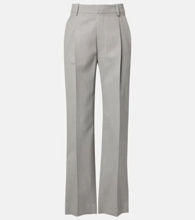 Victoria Beckham High-rise Virgin Wool Straight Pants In Gray