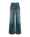 Victoria Beckham High Rise Wide Leg Alina Jeans In Washed Blue In Blue
