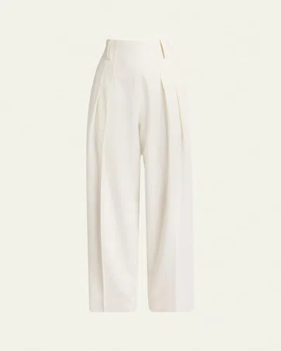 Victoria Beckham High Waist Cinched Trousers In White