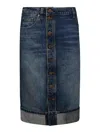Victoria Beckham High Waist Denim Pencil Skirt In Denim
