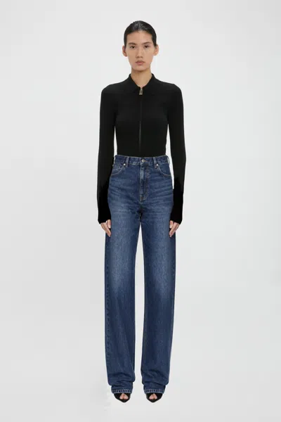 Victoria Beckham High Waist Jean In Mid Blue Wash