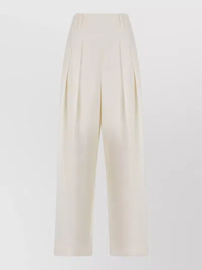Victoria Beckham High Waist Tailored Pleated Loose Pants In White