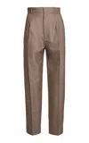 Victoria Beckham High Waisted Cropped Wool Trousers In Brown