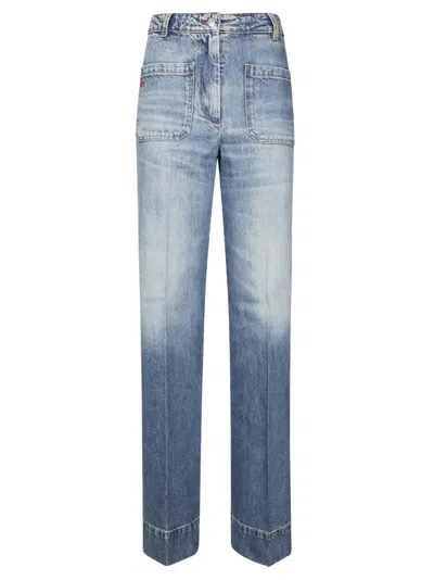 Victoria Beckham High-waisted Straight Leg Denim Jeans With Minimalist Design In Blue