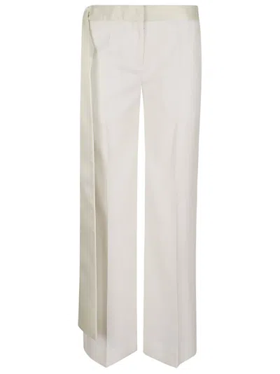 Victoria Beckham Satin Waistband Trousers In White