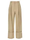 Victoria Beckham High-waisted Wool Pants With Maxi Turn-up In Multi