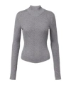 Victoria Beckham Fitted Ribbed Knit Sweater With Subtle V-neckline In Gray