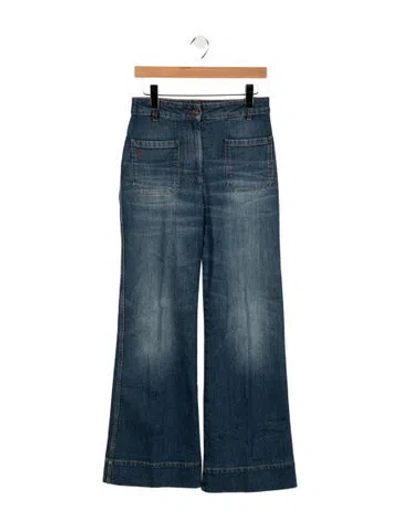 Pre-owned Victoria Beckham High-rise Flared Jeans In Blue