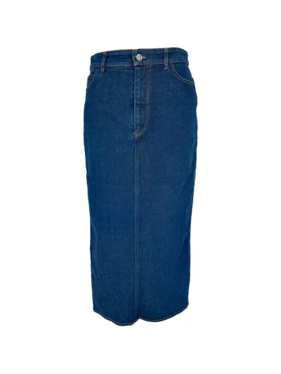 Pre-owned Victoria Beckham High-rise Midi Skirt In Blue
