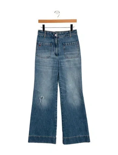 Pre-owned Victoria Beckham High-rise Wide Leg Jeans In Blue