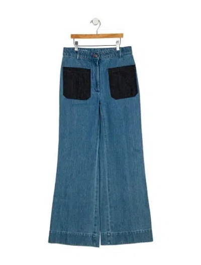 Pre-owned Victoria Beckham High-rise Wide Leg Jeans In Blue