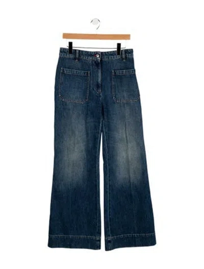 Pre-owned Victoria Beckham High-rise Wide Leg Jeans In Blue
