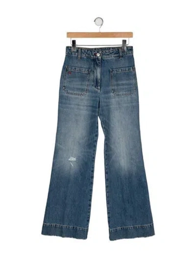 Pre-owned Victoria Beckham High-rise Wide Leg Jeans In Blue