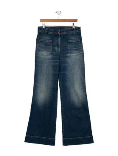 Pre-owned Victoria Beckham High-rise Wide Leg Jeans In Blue