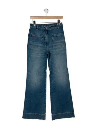 Pre-owned Victoria Beckham High-rise Wide Leg Jeans In Blue