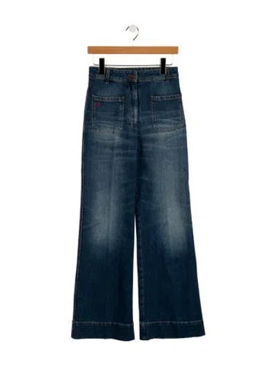 Pre-owned Victoria Beckham High-rise Wide Leg Jeans In Blue
