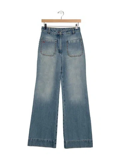 Pre-owned Victoria Beckham High-rise Wide Leg Jeans In Blue