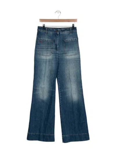 Pre-owned Victoria Beckham High-rise Wide Leg Jeans In Blue