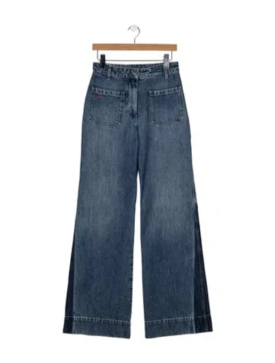 Pre-owned Victoria Beckham High-rise Wide Leg Jeans In Blue