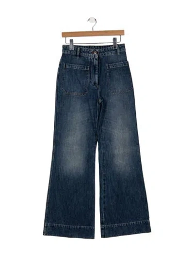 Pre-owned Victoria Beckham High-rise Wide Leg Jeans In Blue