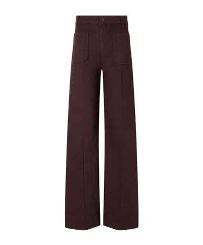 Victoria Beckham Alina High Waist Wide Leg Jeans In Burgundy