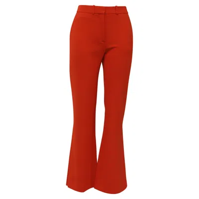 Victoria Beckham High-rise Wide-leg Trousers In Orange Polyester In Red