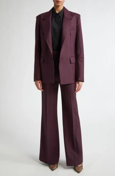 Victoria Beckham Hollywood Waist Tapered Leg Pants In Dark Red
