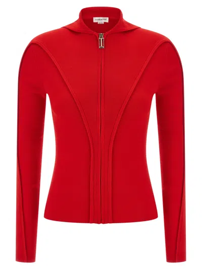 Victoria Beckham Hooded Cardigan In Red