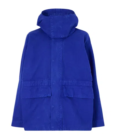 Victoria Beckham Hooded Cotton-canvas Jacket In Blue
