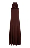 Victoria Beckham Hooded Jersey Midi Dress In Brown