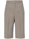 Victoria Beckham Houndstooth-pattern Tailored Shorts In Brown