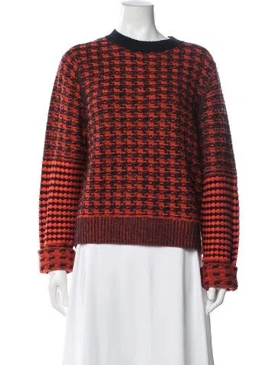 Pre-owned Victoria Beckham Houndstooth Print Crew Neck Sweater In Red