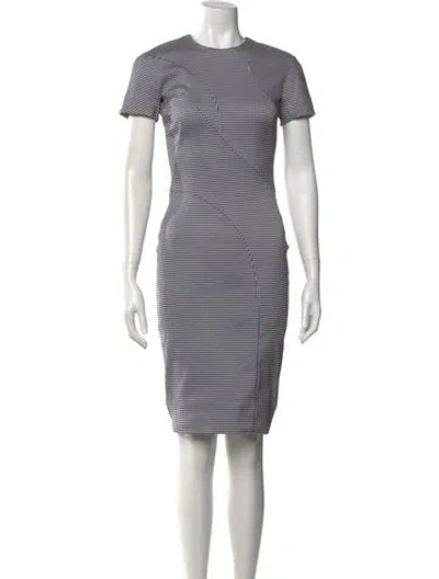 Pre-owned Victoria Beckham Houndstooth Print Knee-length Dress In Blue