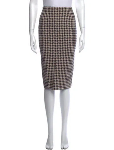 Pre-owned Victoria Beckham Houndstooth Print Knee-length Skirt In Neutral