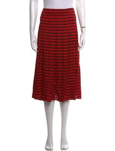 Pre-owned Victoria Beckham Houndstooth Print Midi Length Skirt In Red