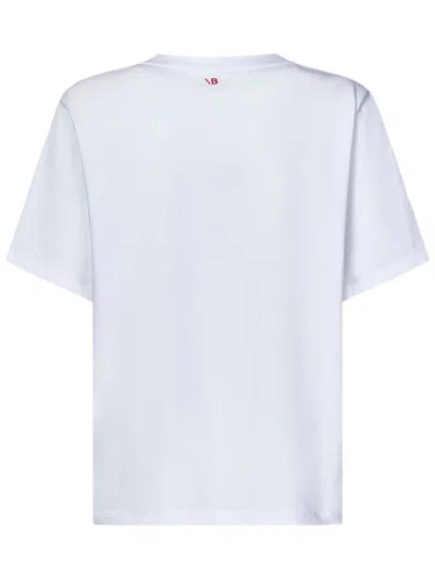 Victoria Beckham White Crewneck T-shirt With Slogan Print On The Front In Cotton Woman